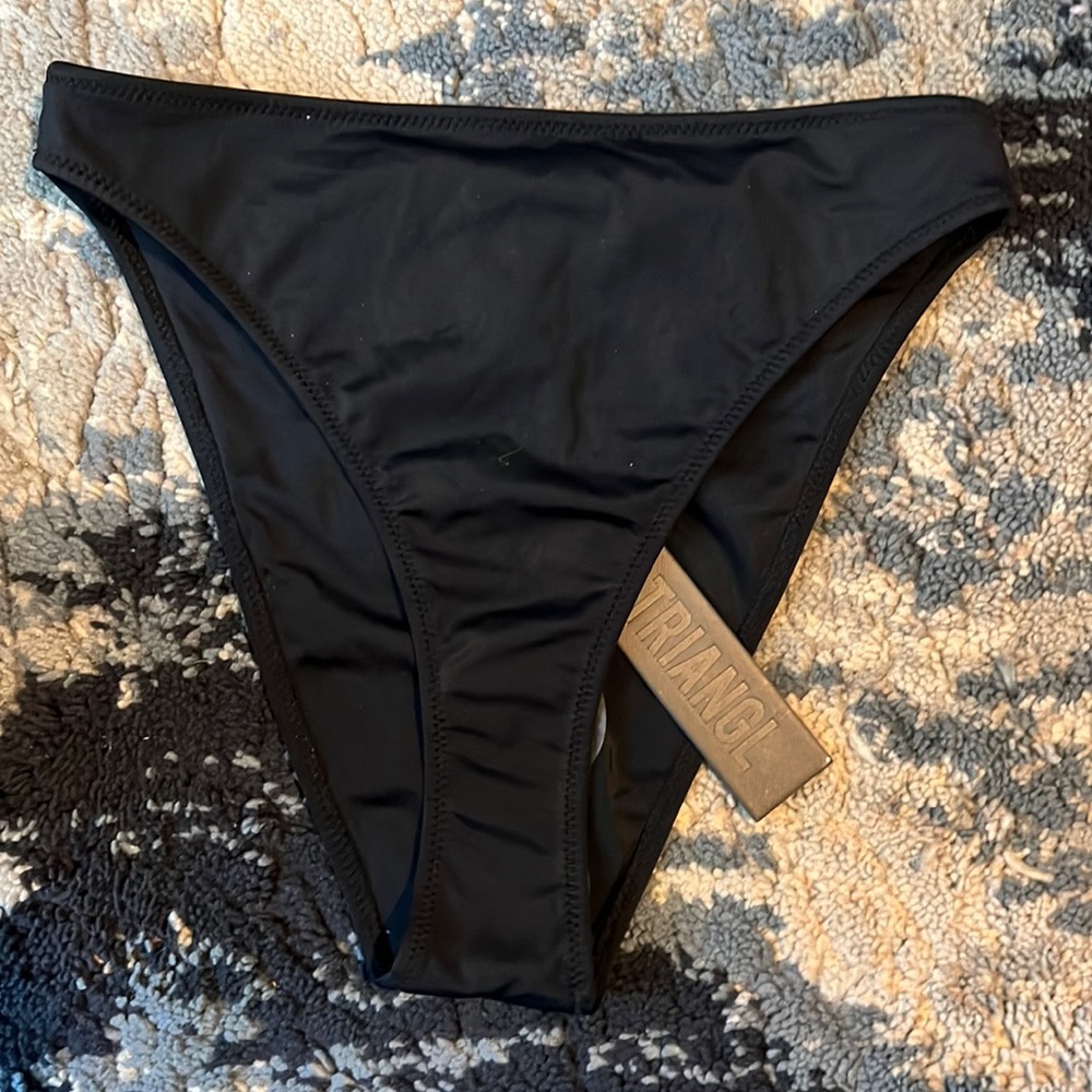 Matte black high waist bathing suit bottom